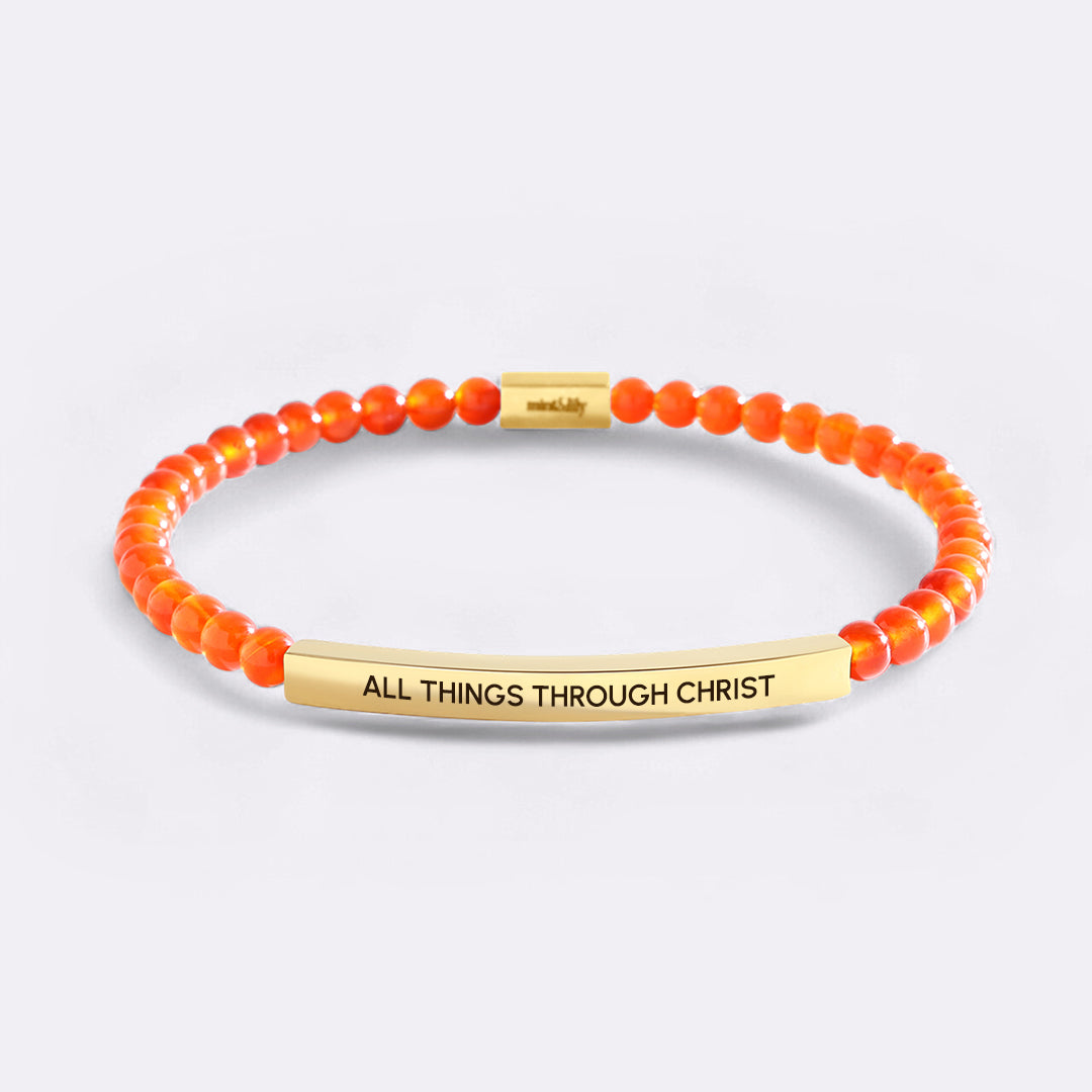 All Things Through Christ Gold Beaded Inspire Bracelet