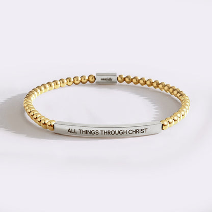 All Things Through Christ Silver Beaded Inspire Bracelet