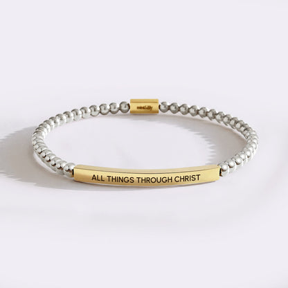 All Things Through Christ Gold Beaded Inspire Bracelet