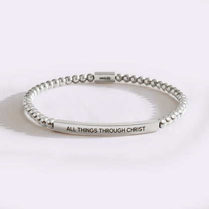 All Things Through Christ Silver Beaded Inspire Bracelet