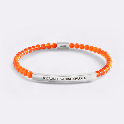Because I Fing Sparkle Silver Beaded Inspire Bracelet