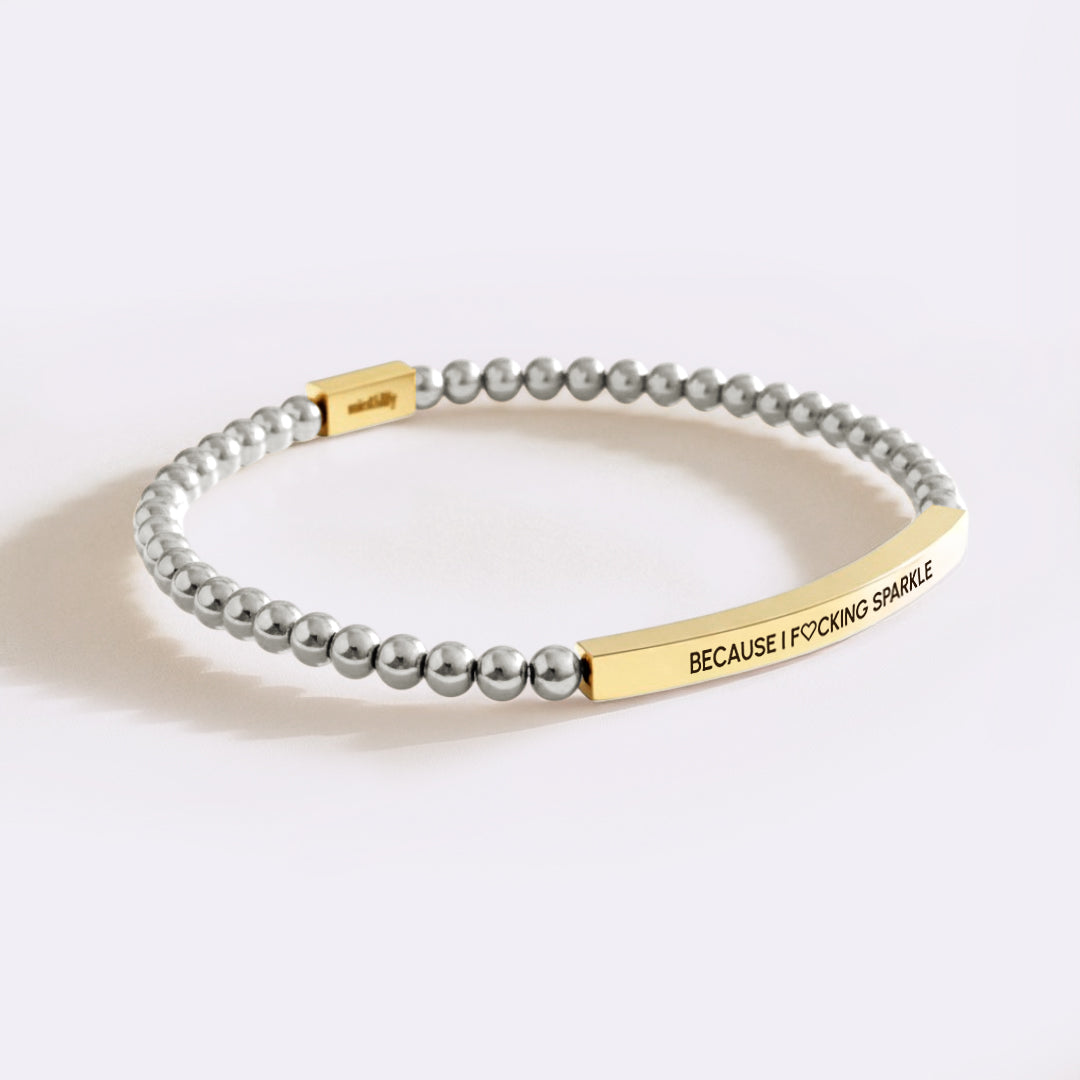 Because I Fing Sparkle Gold Beaded Inspire Bracelet