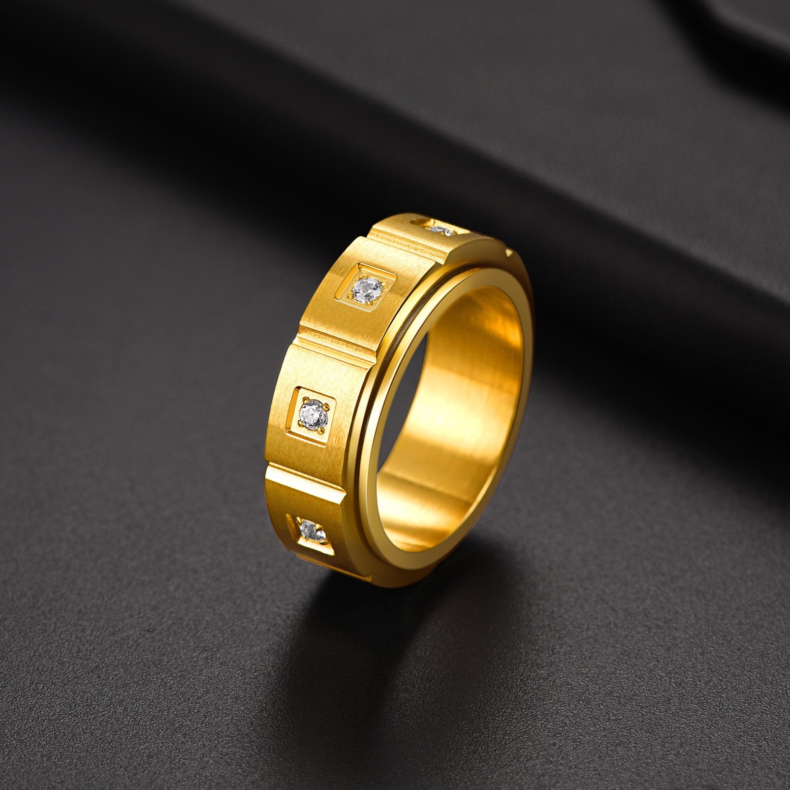 Zircon Fidget Ring for Anxiety Stainless Steel