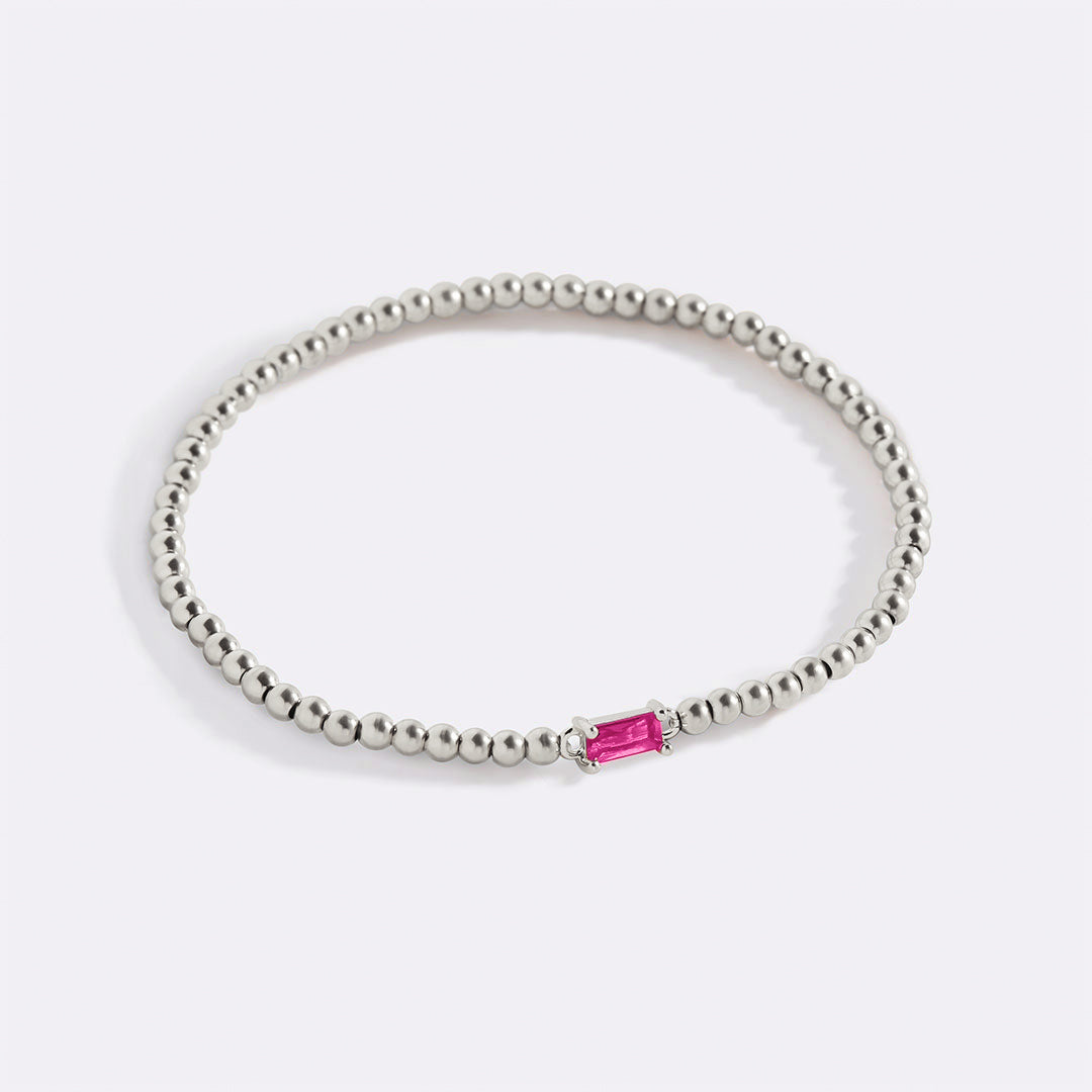 Sterling Silver Beaded Birthstone Bracelet