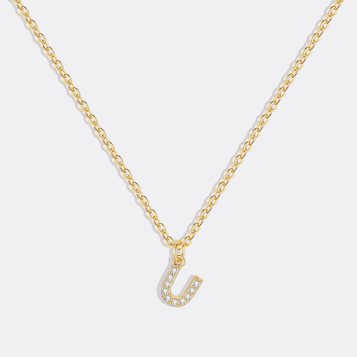 Gold Pavé Uppercase Initial Necklace