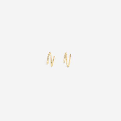 Double Loop Huggie Hoop Earrings