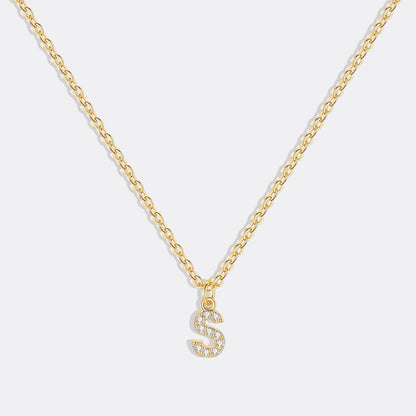 Gold Pavé Uppercase Initial Necklace