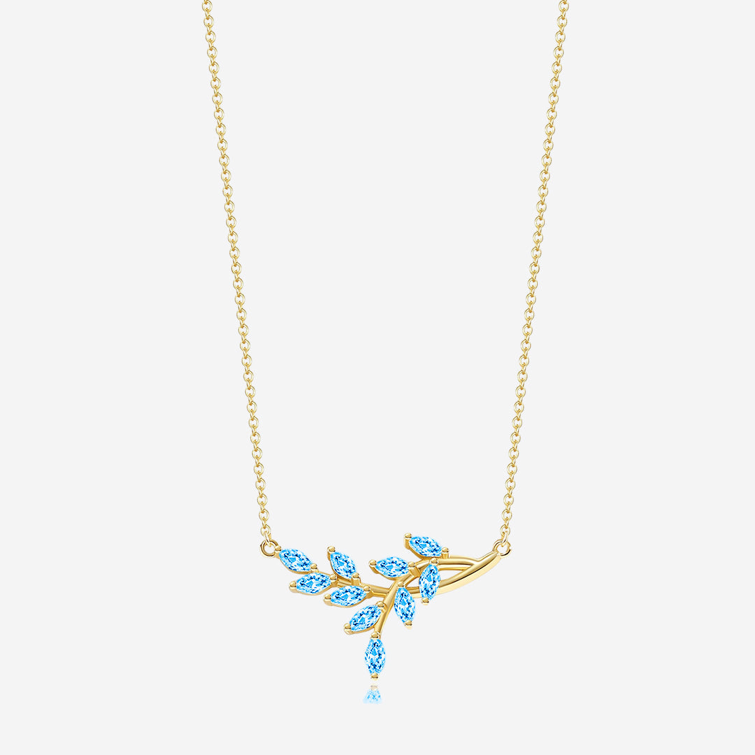 Birthstone Leaf Pendant Necklace