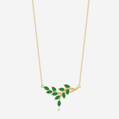 Birthstone Leaf Pendant Necklace