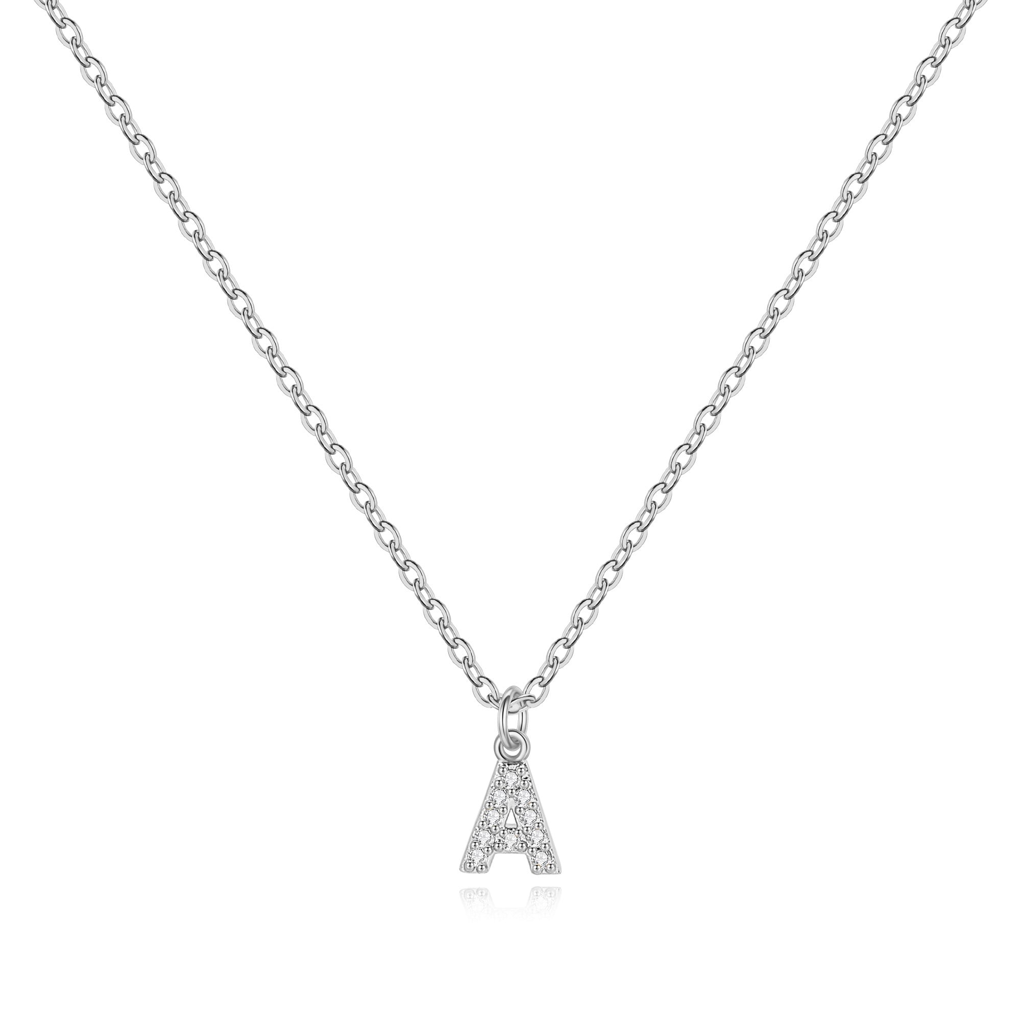 Sterling Silver Pavé Uppercase Initial Necklace