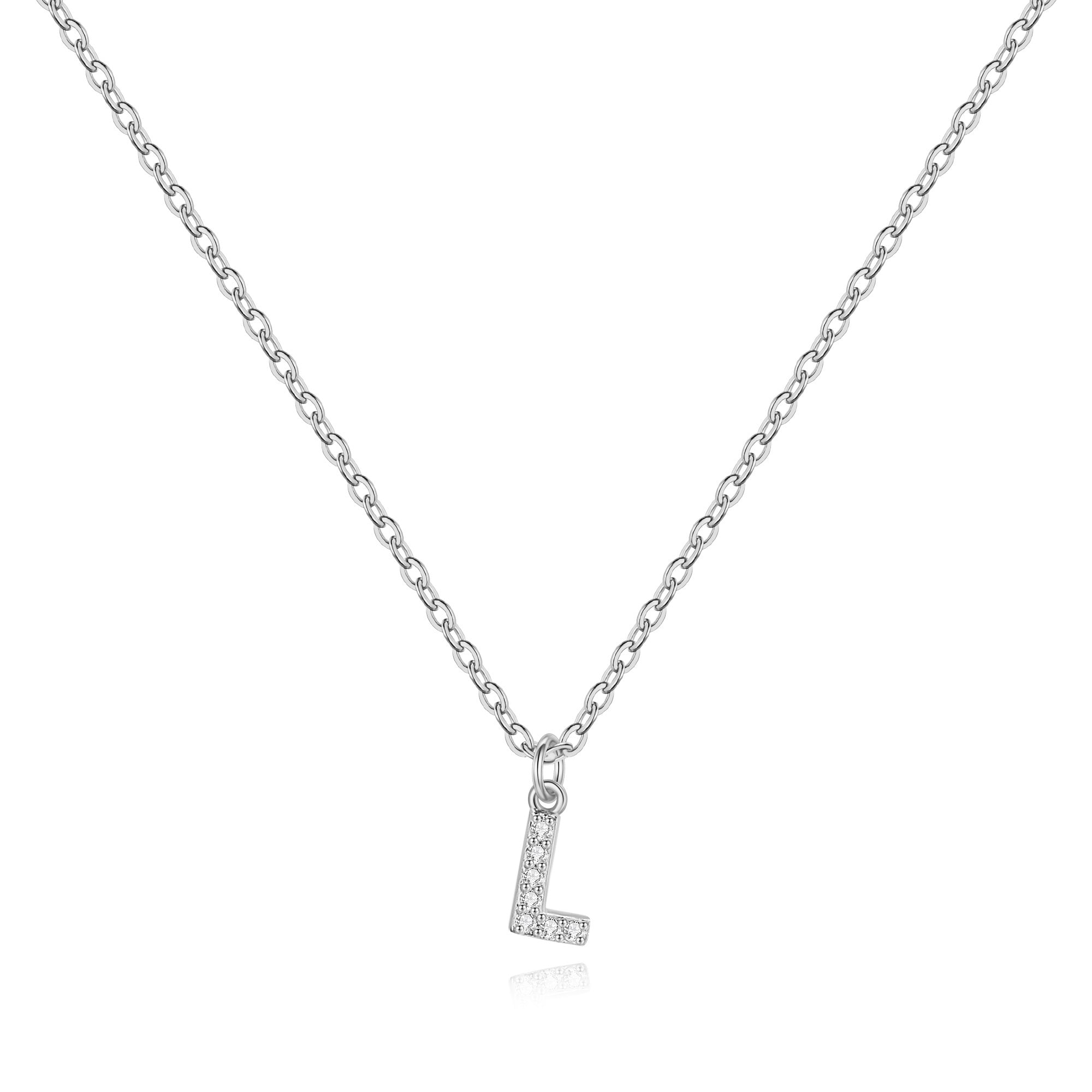 Sterling Silver Pavé Uppercase Initial Necklace