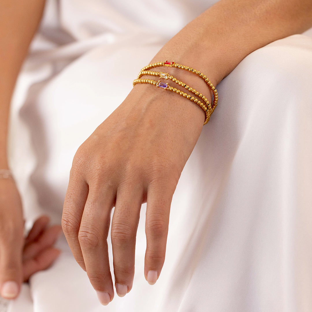 Sterling Silver Beaded Birthstone Bracelet