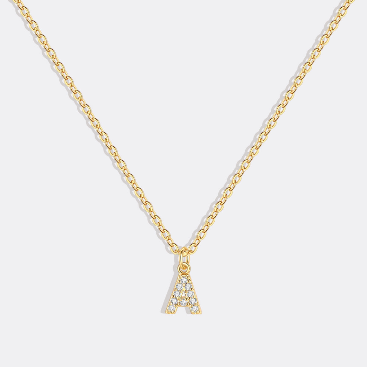 Gold Pavé Uppercase Initial Necklace