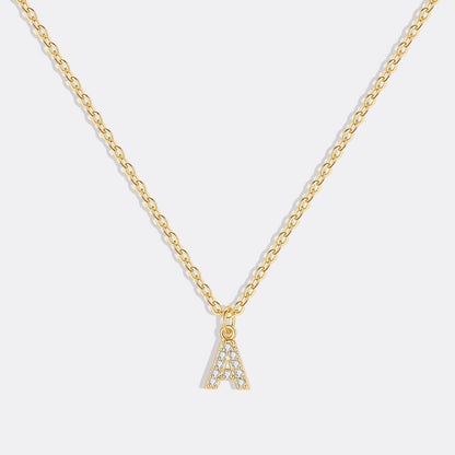 Gold Pavé Uppercase Initial Necklace
