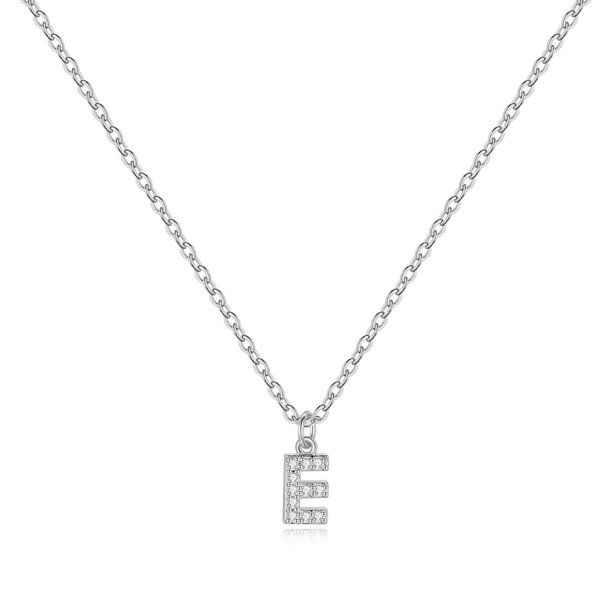 Sterling Silver Pavé Uppercase Initial Necklace