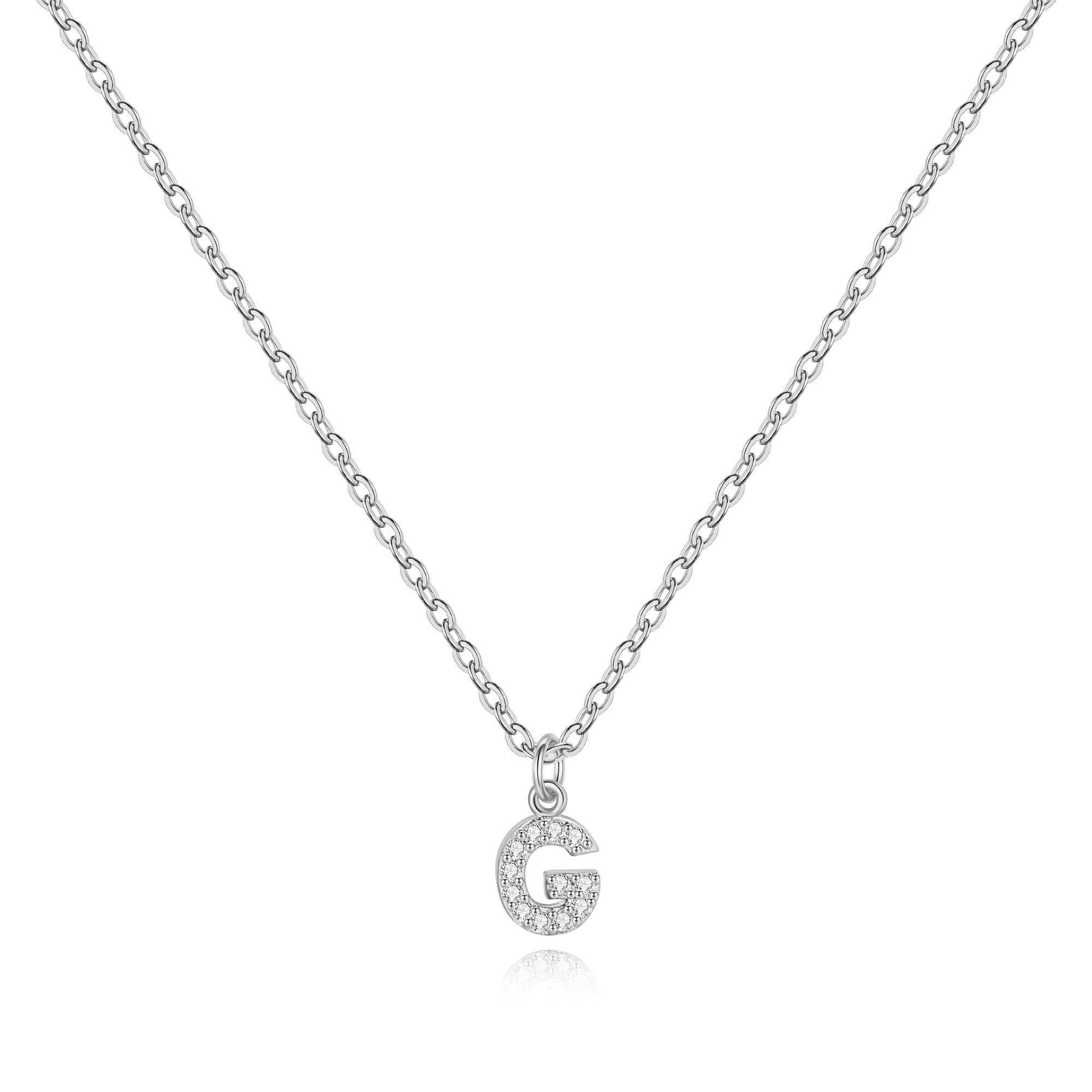 Sterling Silver Pavé Uppercase Initial Necklace