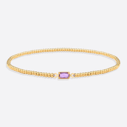 Gold Beaded Birthstone Bracelet