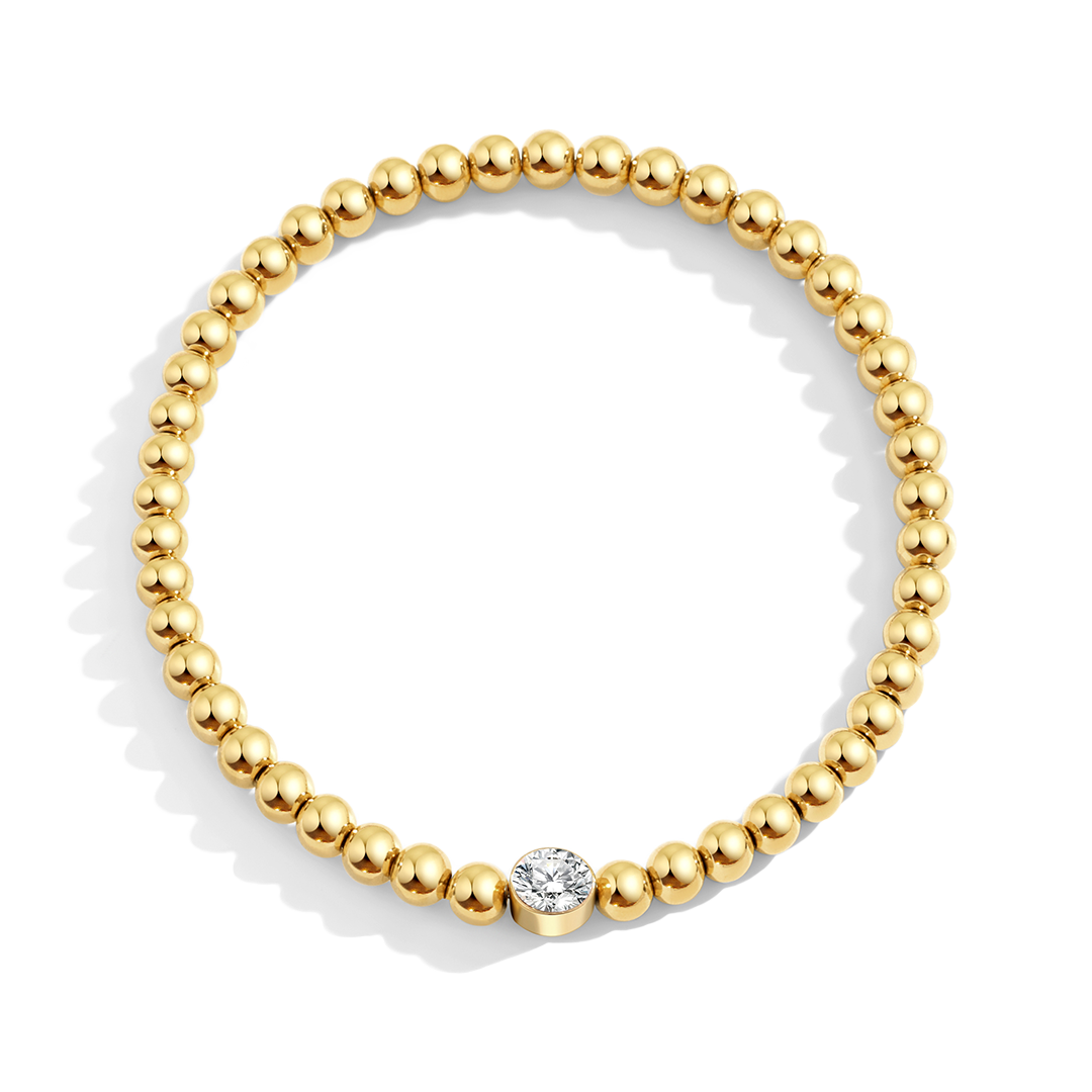 Gold Beaded Bubble Birthstone Bracelet