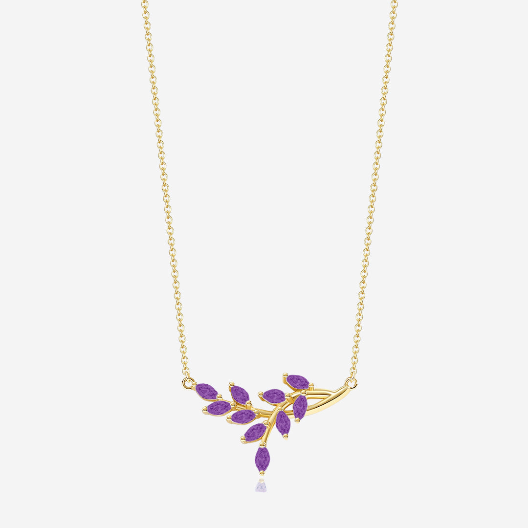 Birthstone Leaf Pendant Necklace
