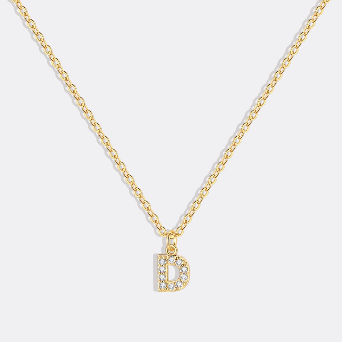 Gold Pavé Uppercase Initial Necklace
