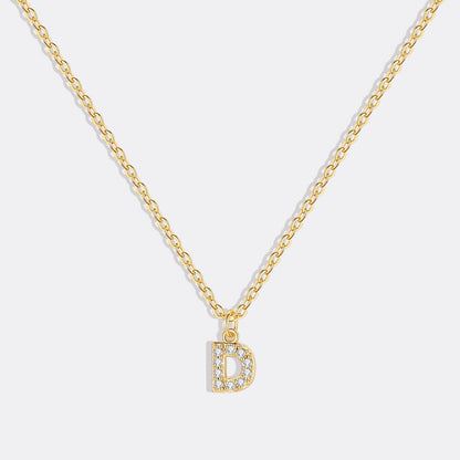 Gold Pavé Uppercase Initial Necklace