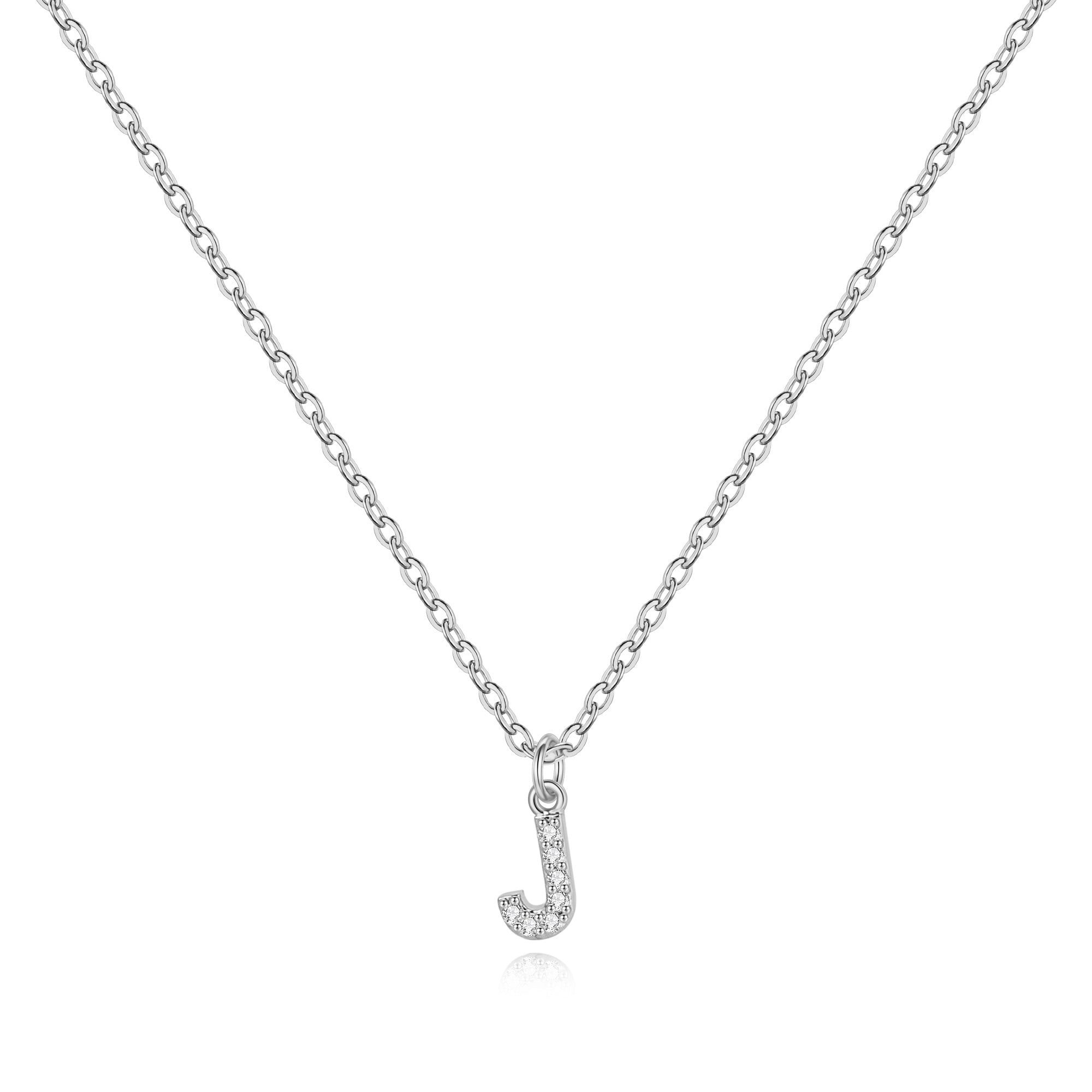 Sterling Silver Pavé Uppercase Initial Necklace