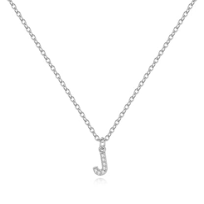 Sterling Silver Pavé Uppercase Initial Necklace