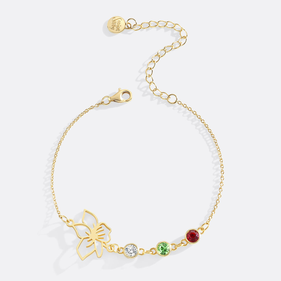 Personalized Birth Flower & Birthstones Bracelet March Daffodil