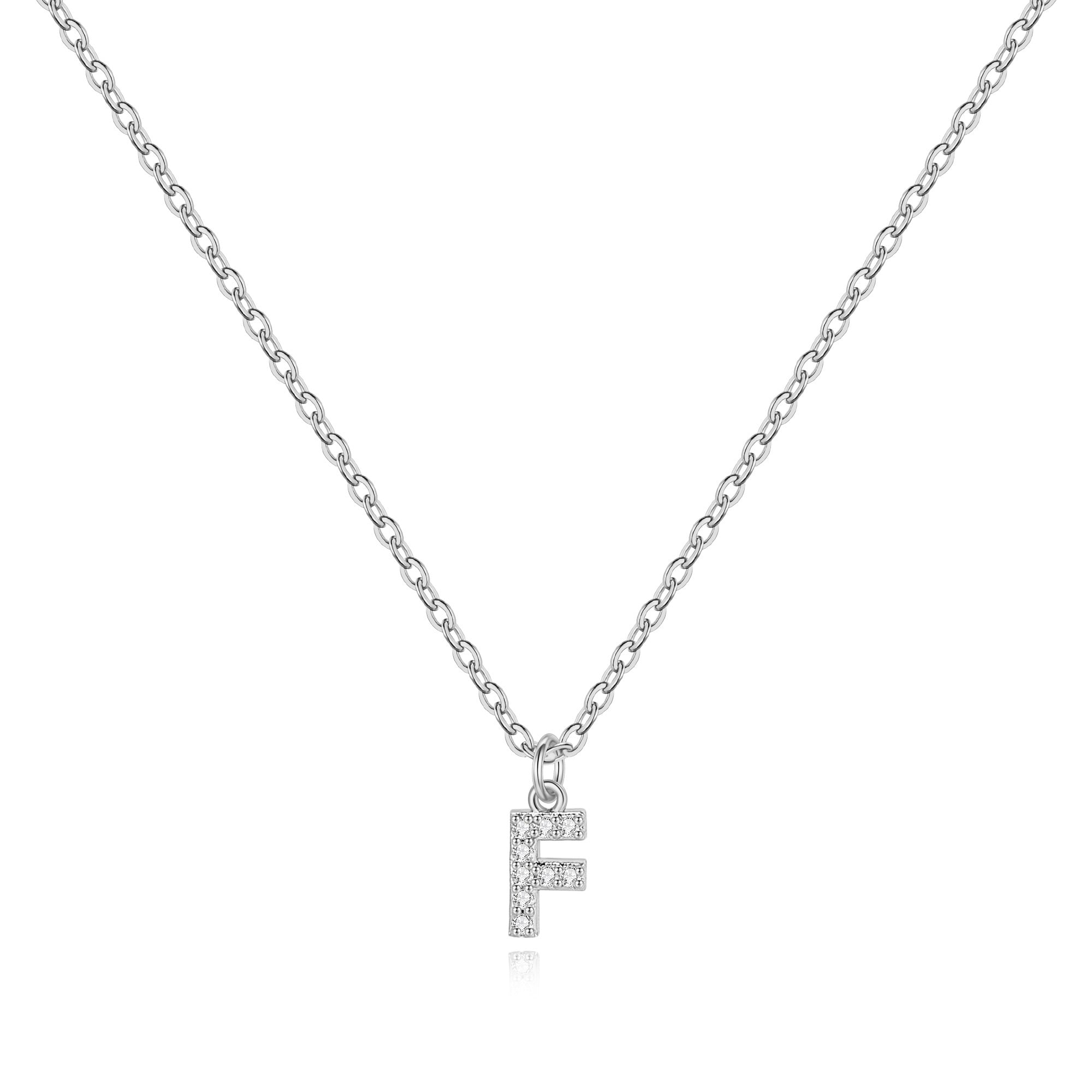 Sterling Silver Pavé Uppercase Initial Necklace
