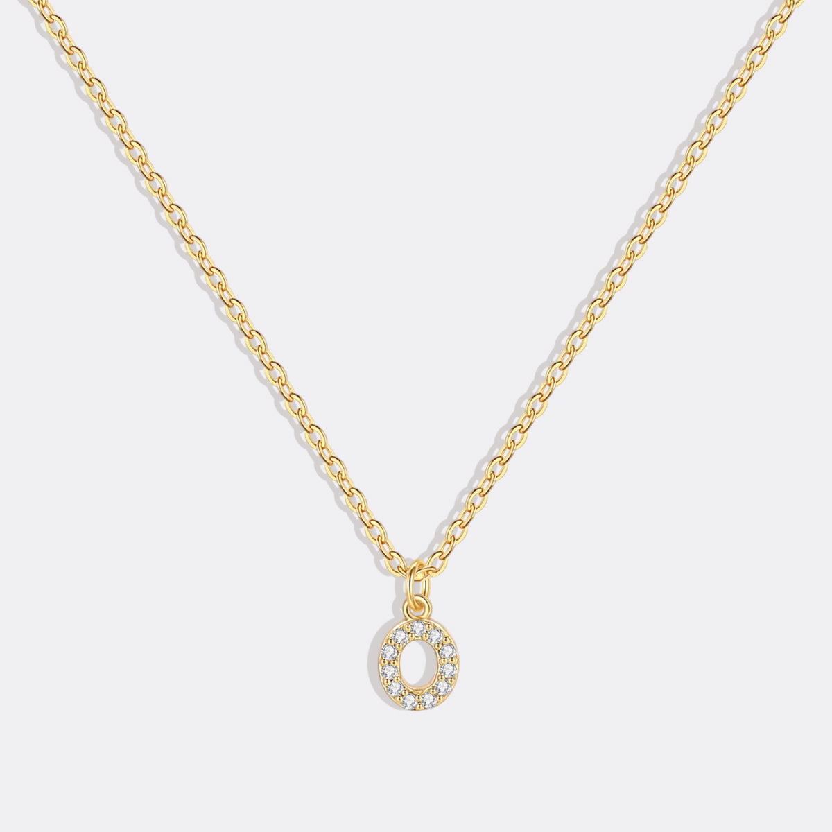 Gold Pavé Uppercase Initial Necklace