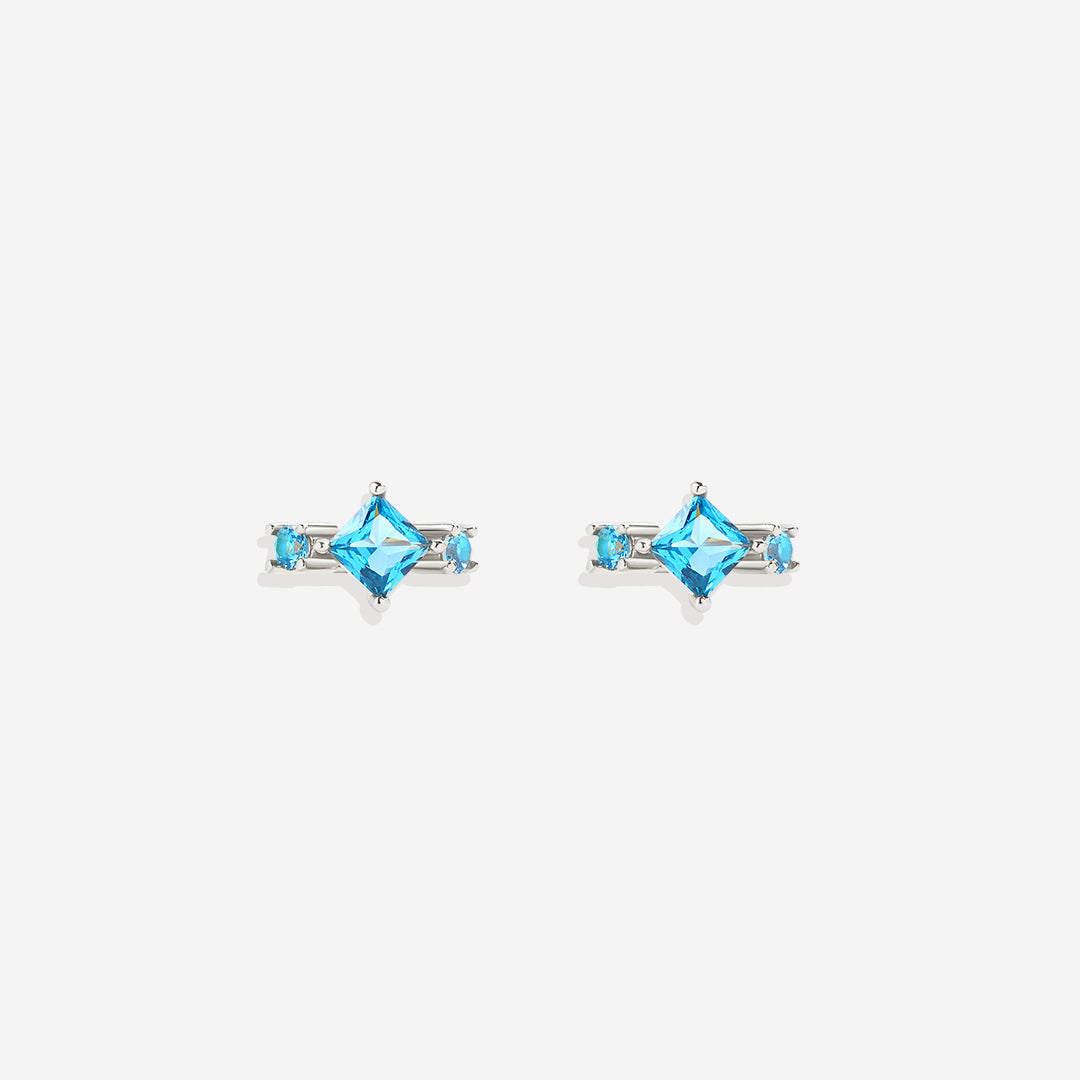 Aquamarine Huggie Hoops