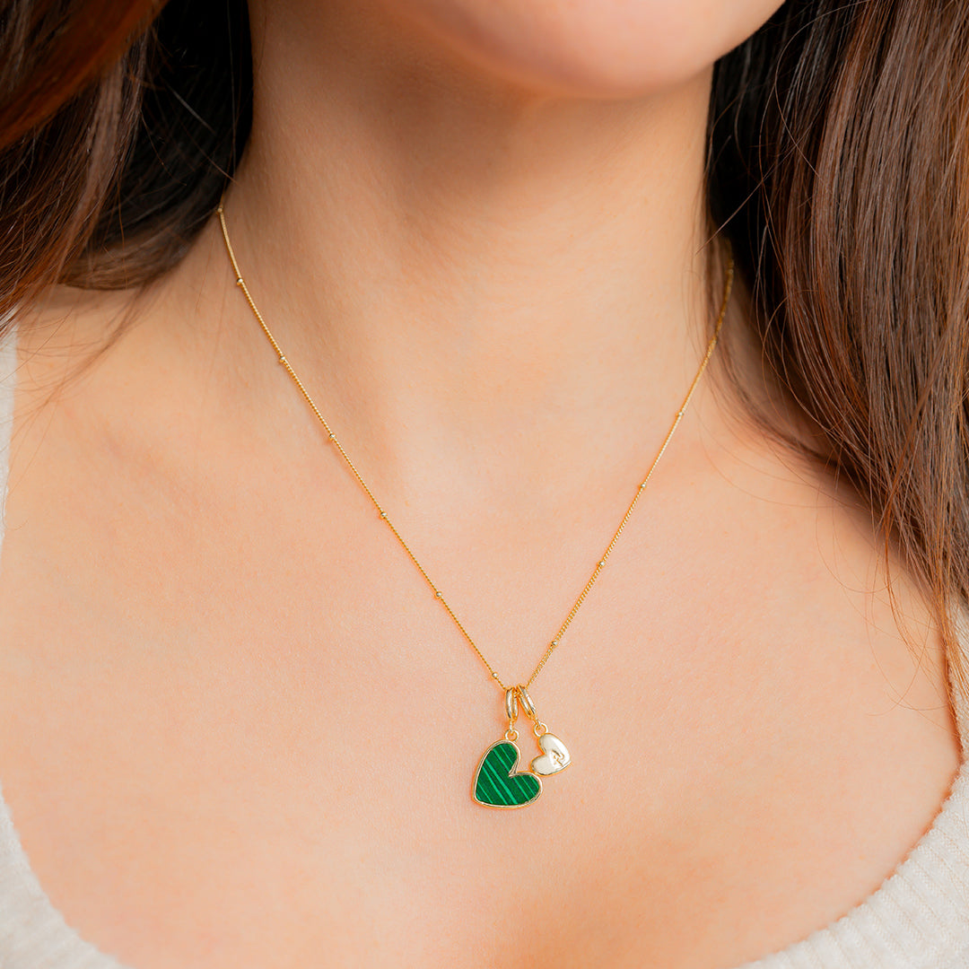 Malachite Heart Initial Necklace