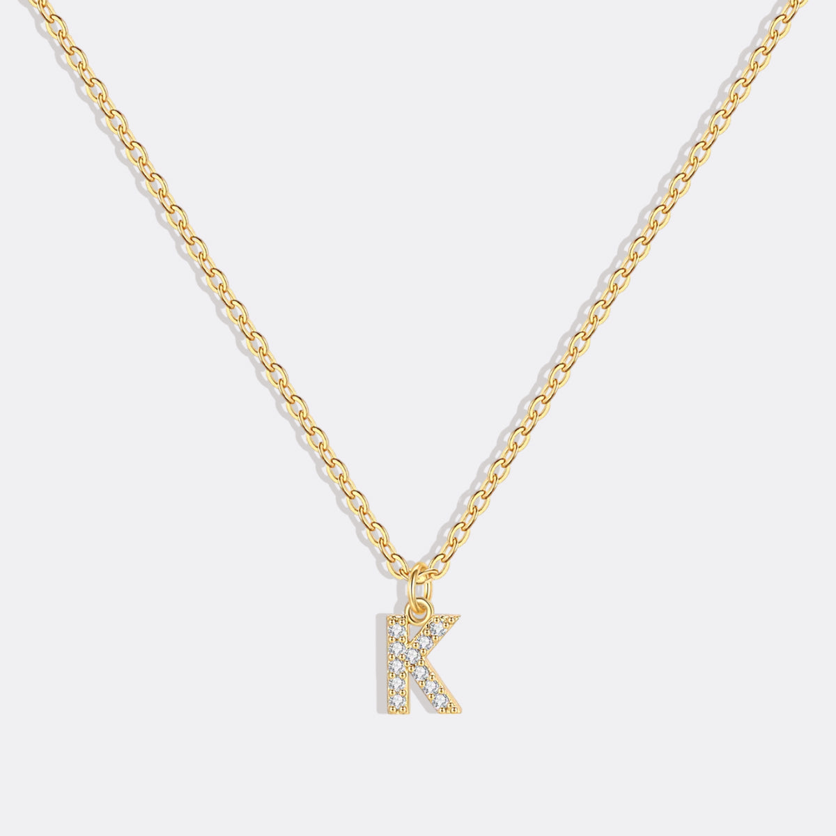 Gold Pavé Uppercase Initial Necklace
