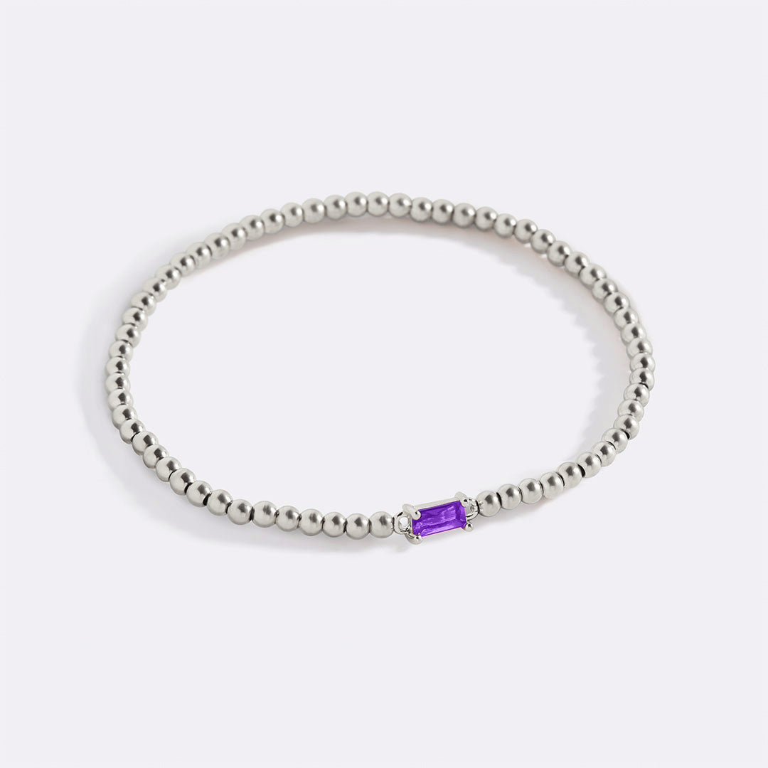 Sterling Silver Beaded Birthstone Bracelet