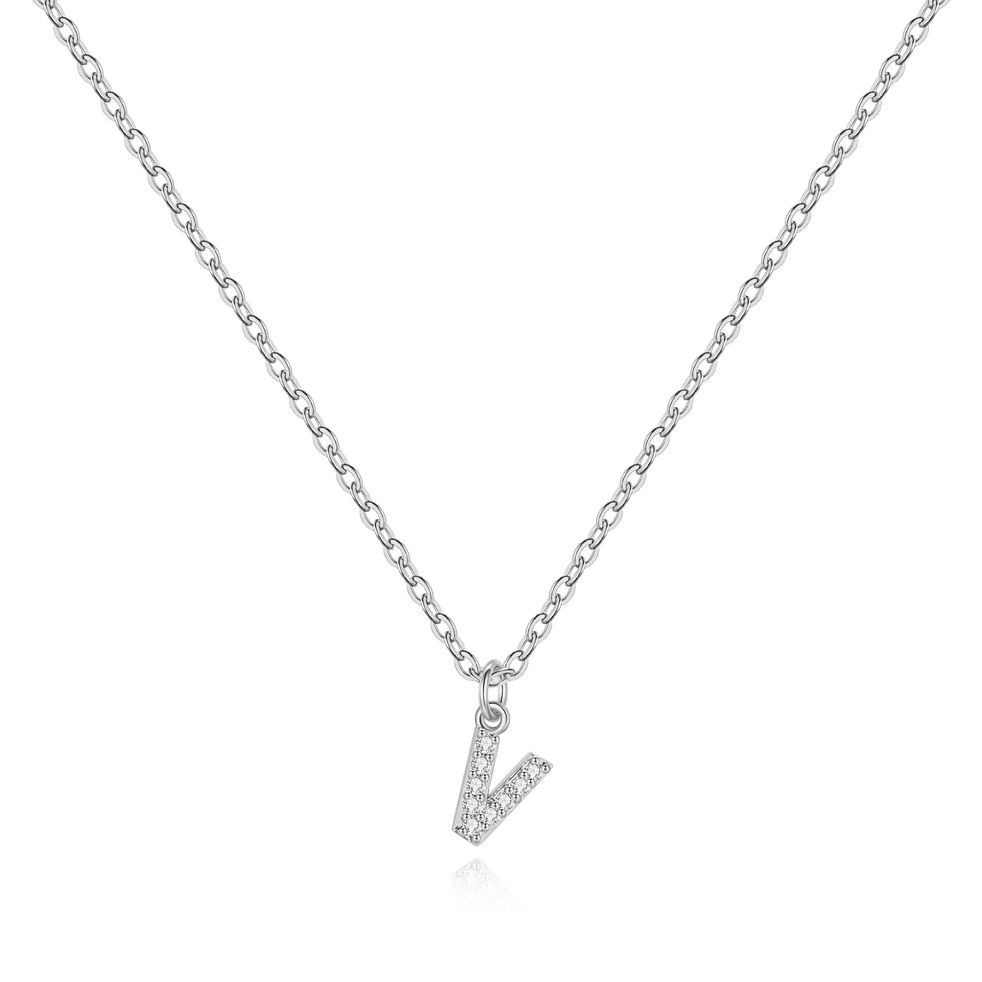 Sterling Silver Pavé Uppercase Initial Necklace