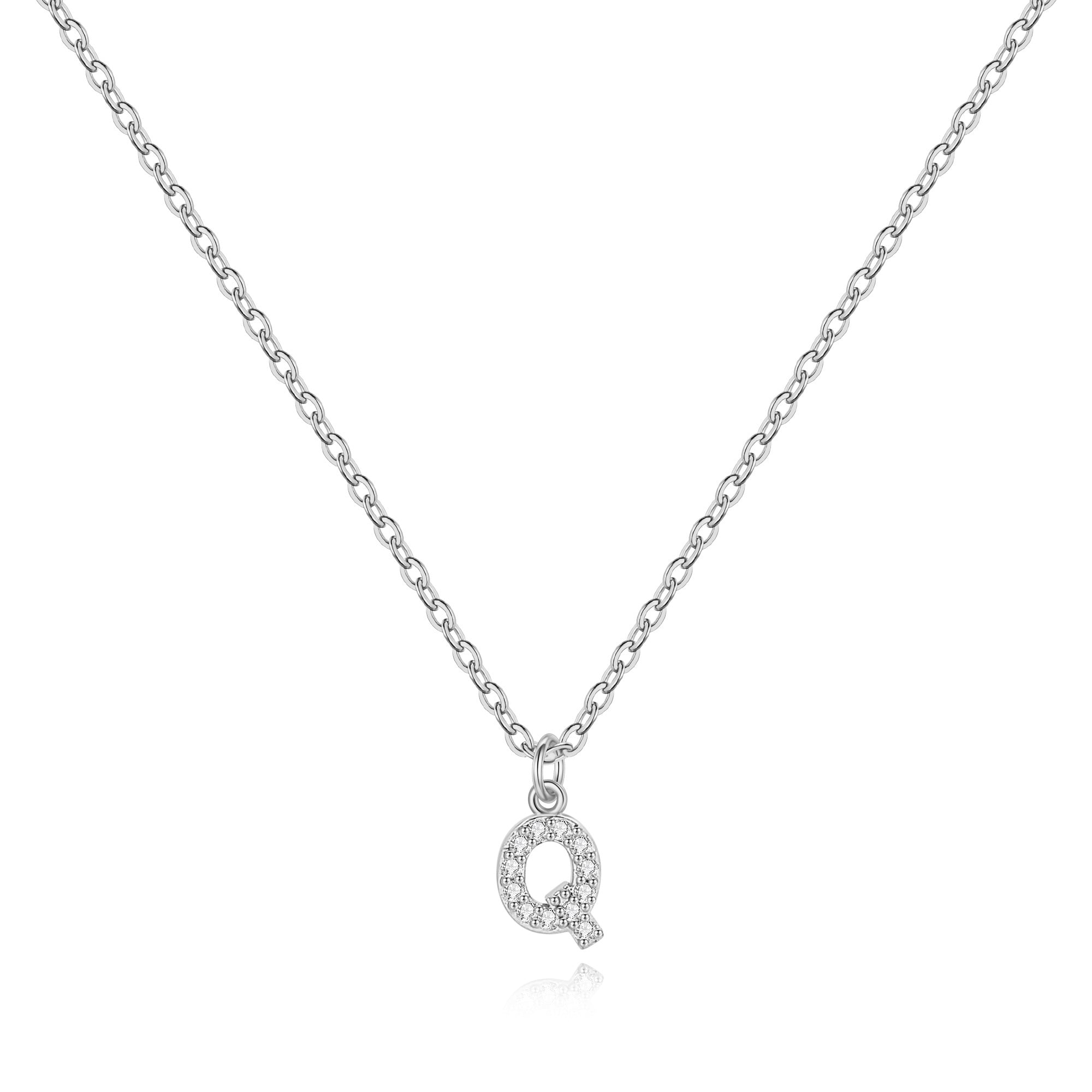 Sterling Silver Pavé Uppercase Initial Necklace
