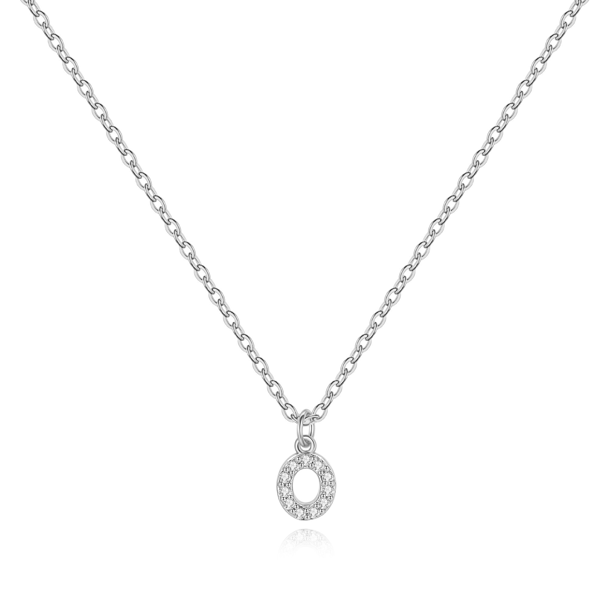 Sterling Silver Pavé Uppercase Initial Necklace