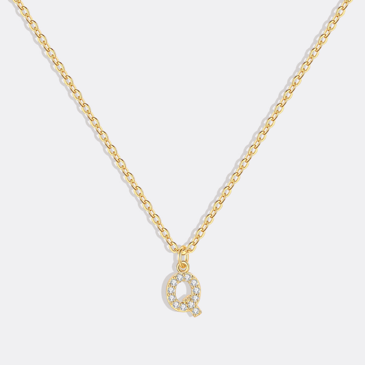 Gold Pavé Uppercase Initial Necklace