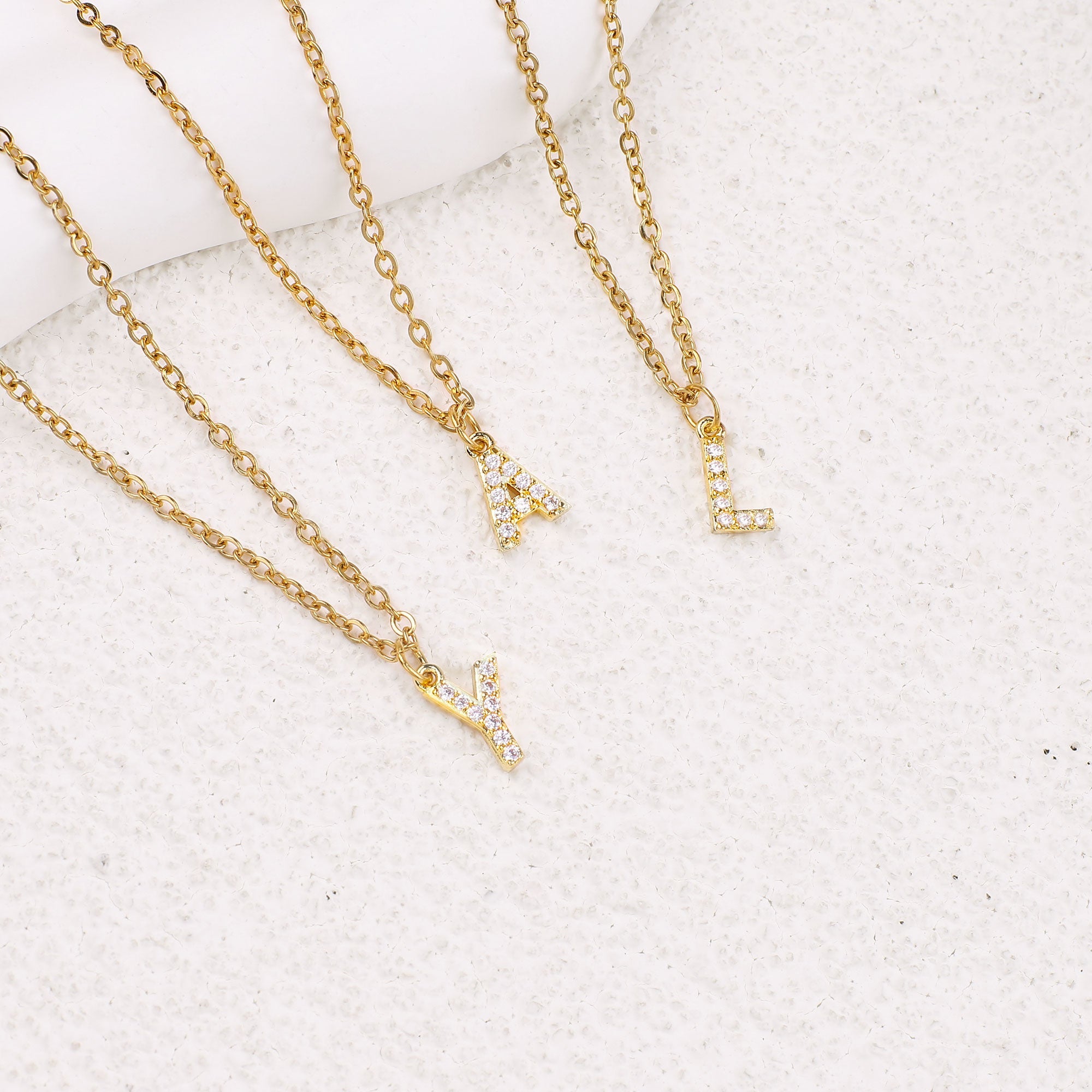 Gold Pavé Uppercase Initial Necklace