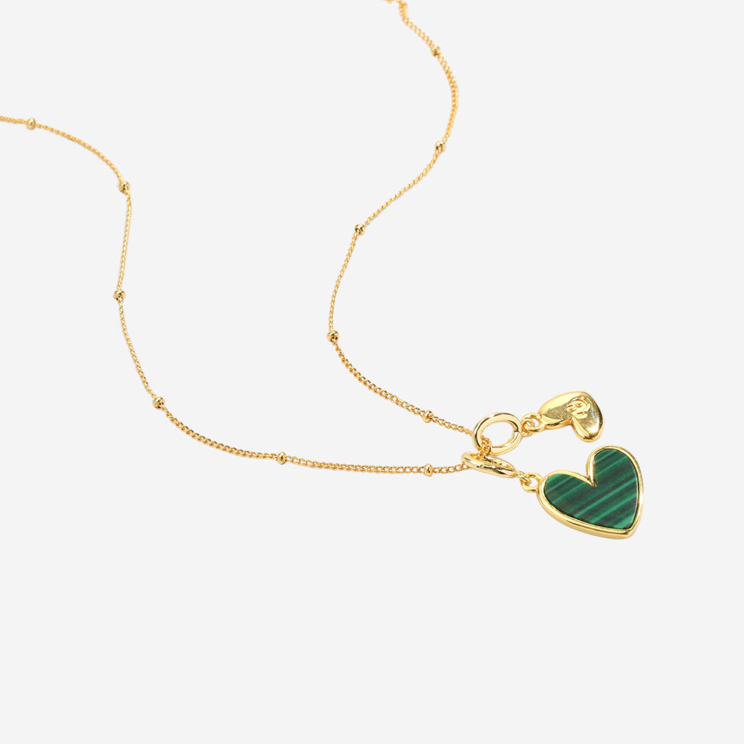 Malachite Heart Initial Necklace