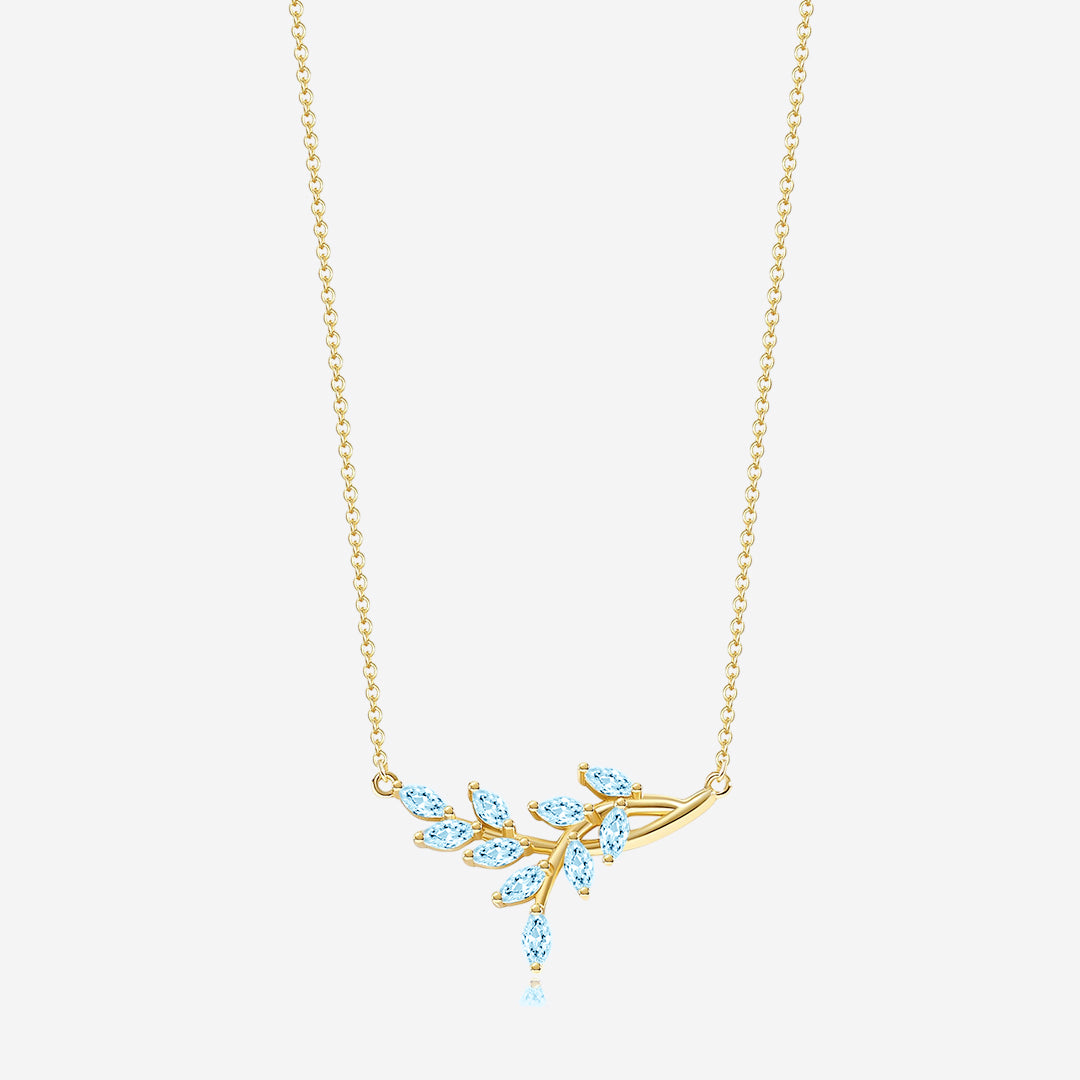 Birthstone Leaf Pendant Necklace