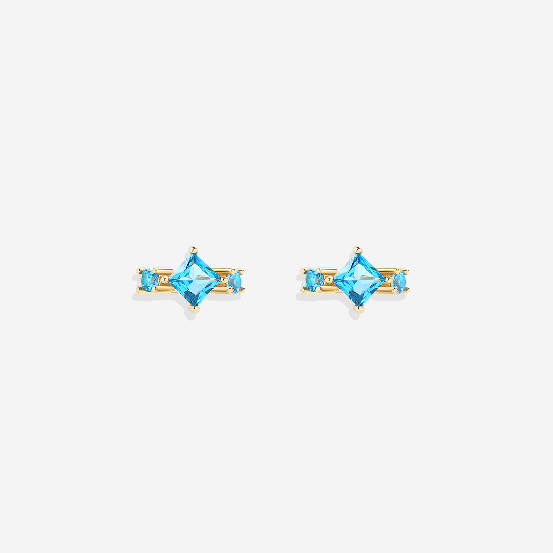 Aquamarine Huggie Hoops