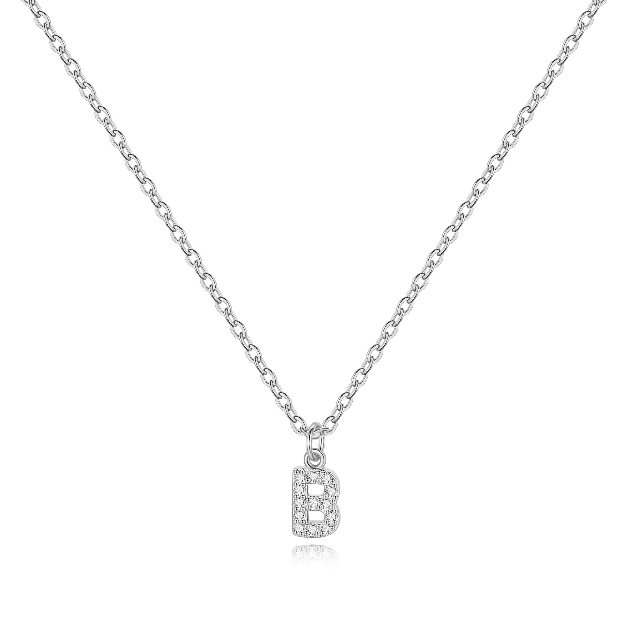 Sterling Silver Pavé Uppercase Initial Necklace