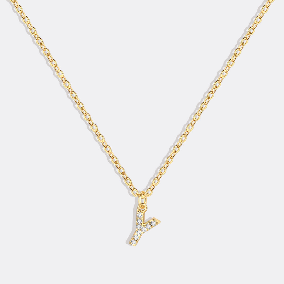Gold Pavé Uppercase Initial Necklace