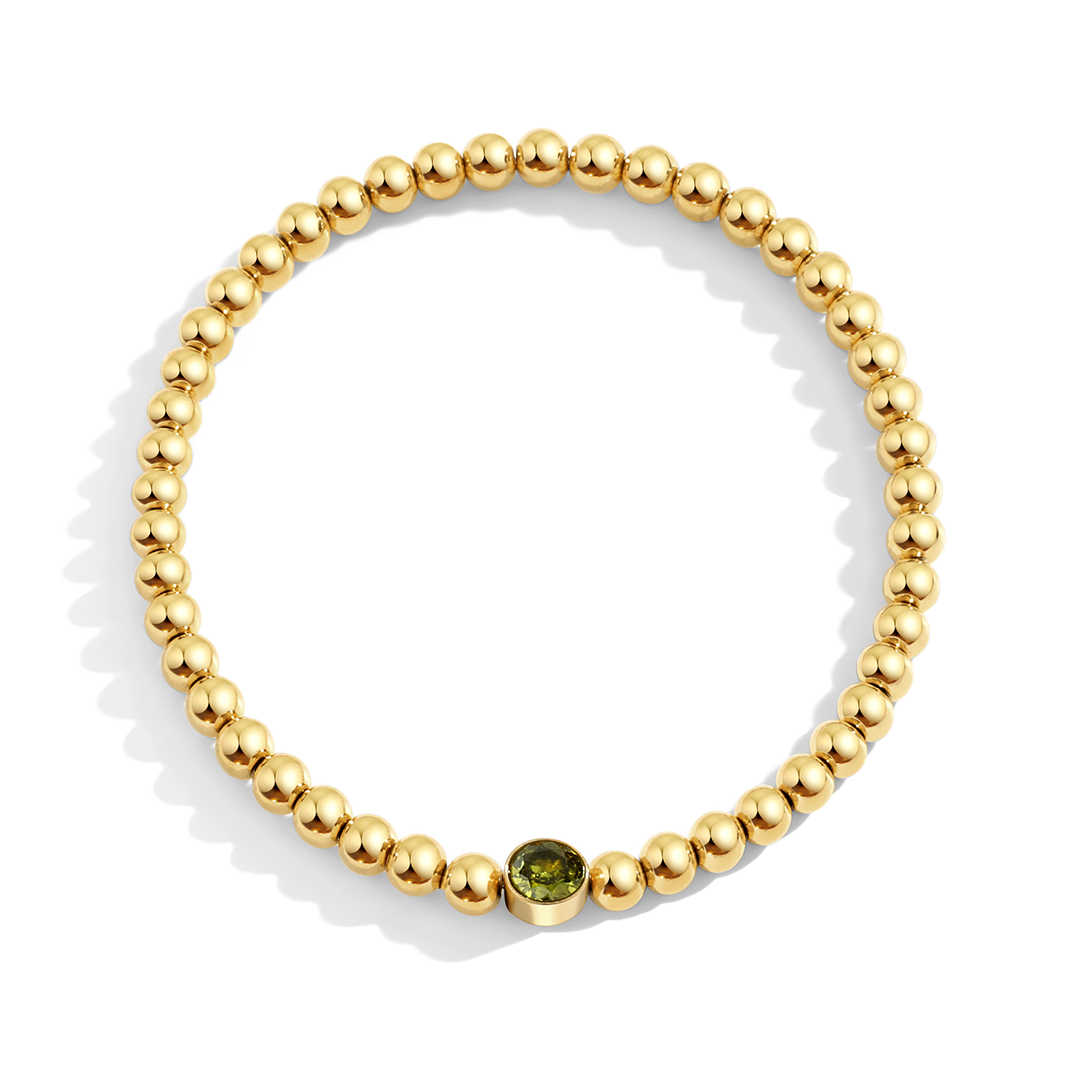 Gold Beaded Bubble Birthstone Bracelet