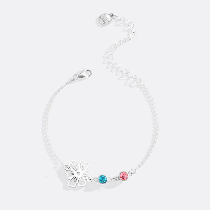 Personalized Birth Flower & Birthstones Bracelet October Cosmos