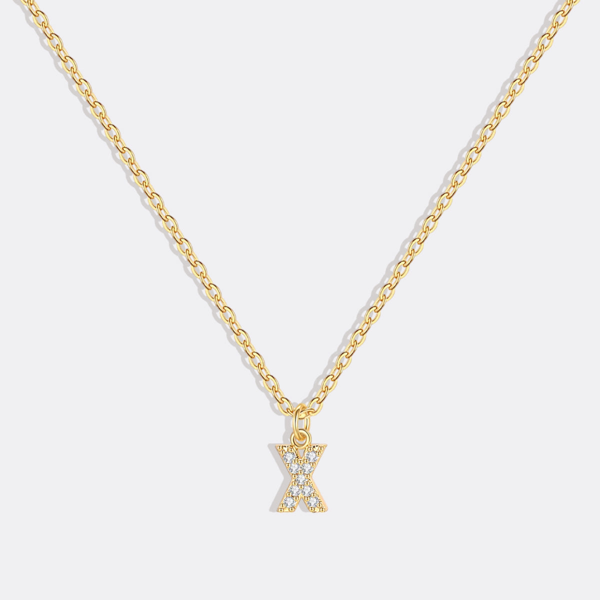 Gold Pavé Uppercase Initial Necklace