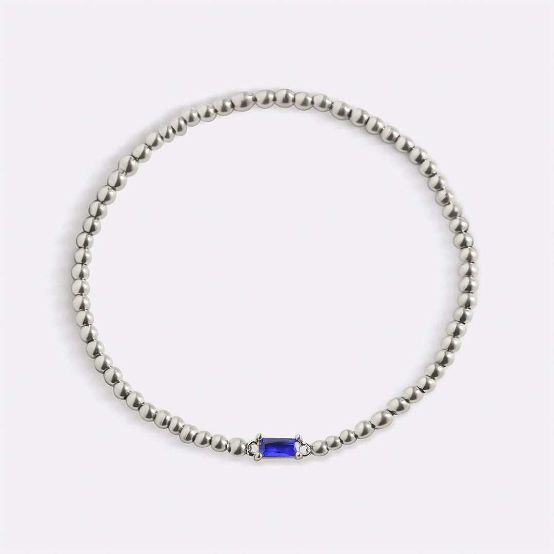Sterling Silver Beaded Birthstone Bracelet