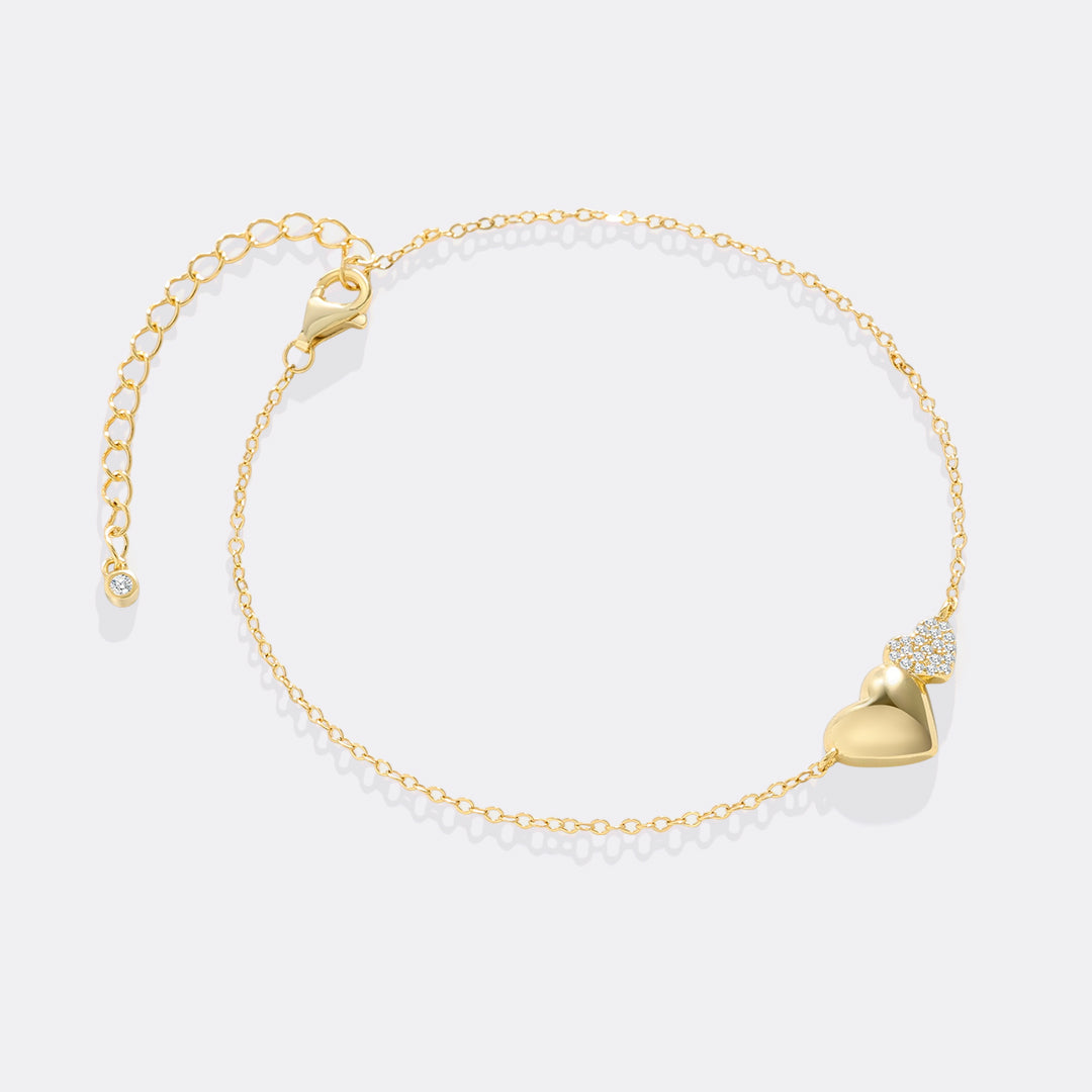 Gold Heart Pavé Bracelet
