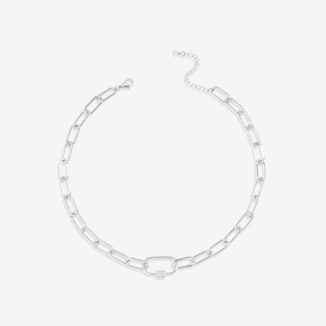 Link Chain Necklace with Pave Carabiner